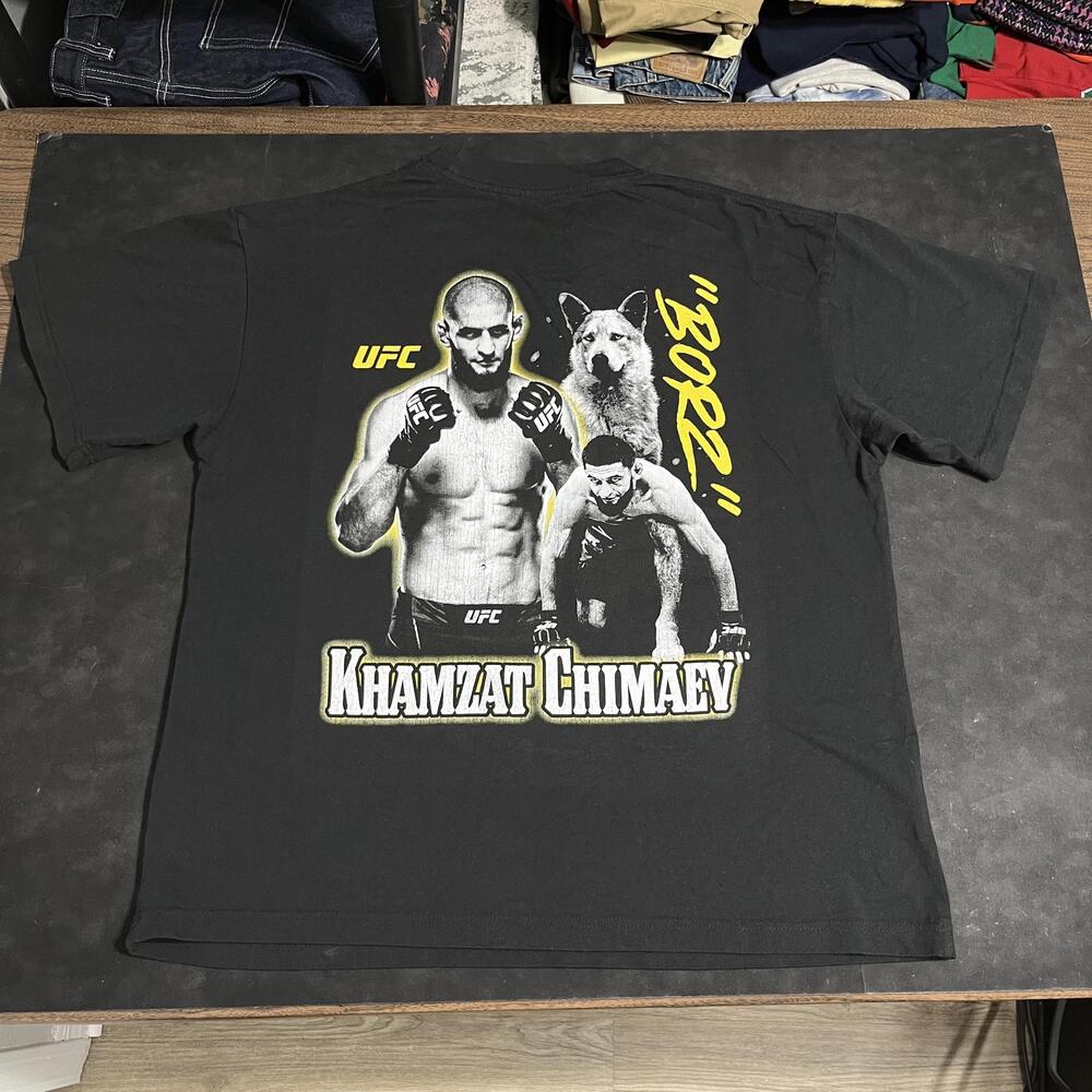 Khamzat Chimaev UFC Borz Shirt Mens Large Black MMA Graphic Fighter Tee